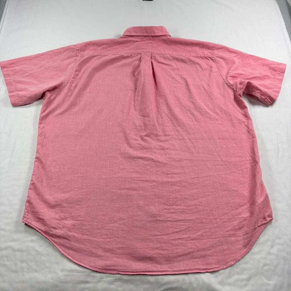 Polo Ralph Lauren Shirt Mens XLT Tall Pink Chambray Oxford Flesh Pony Button Up